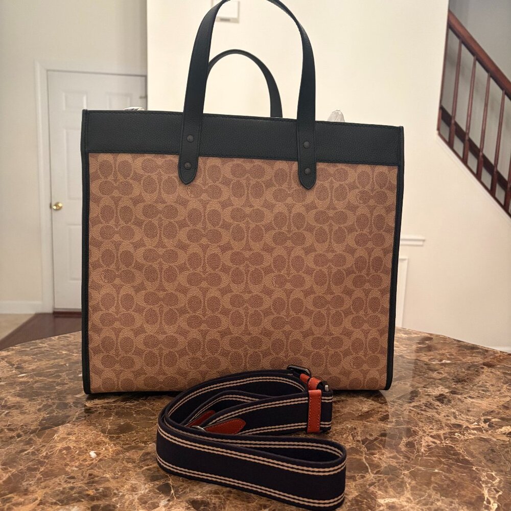 Signature Tan Crossbody and Hand Carry Canvas Field Tote 40